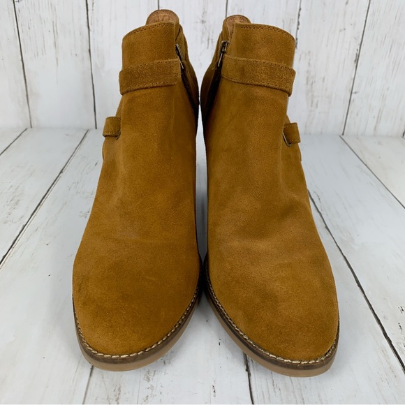 Franco Sarto Womens Ankle Boots Size 10 Brown Suede Leather Heeled Bootie - Picture 2 of 9